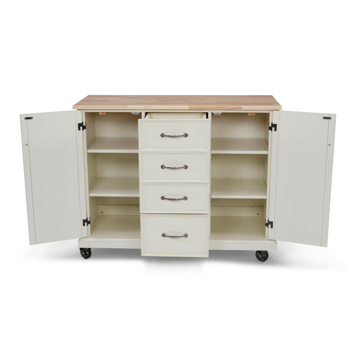 Off White Wood Kitchen Cart C929784