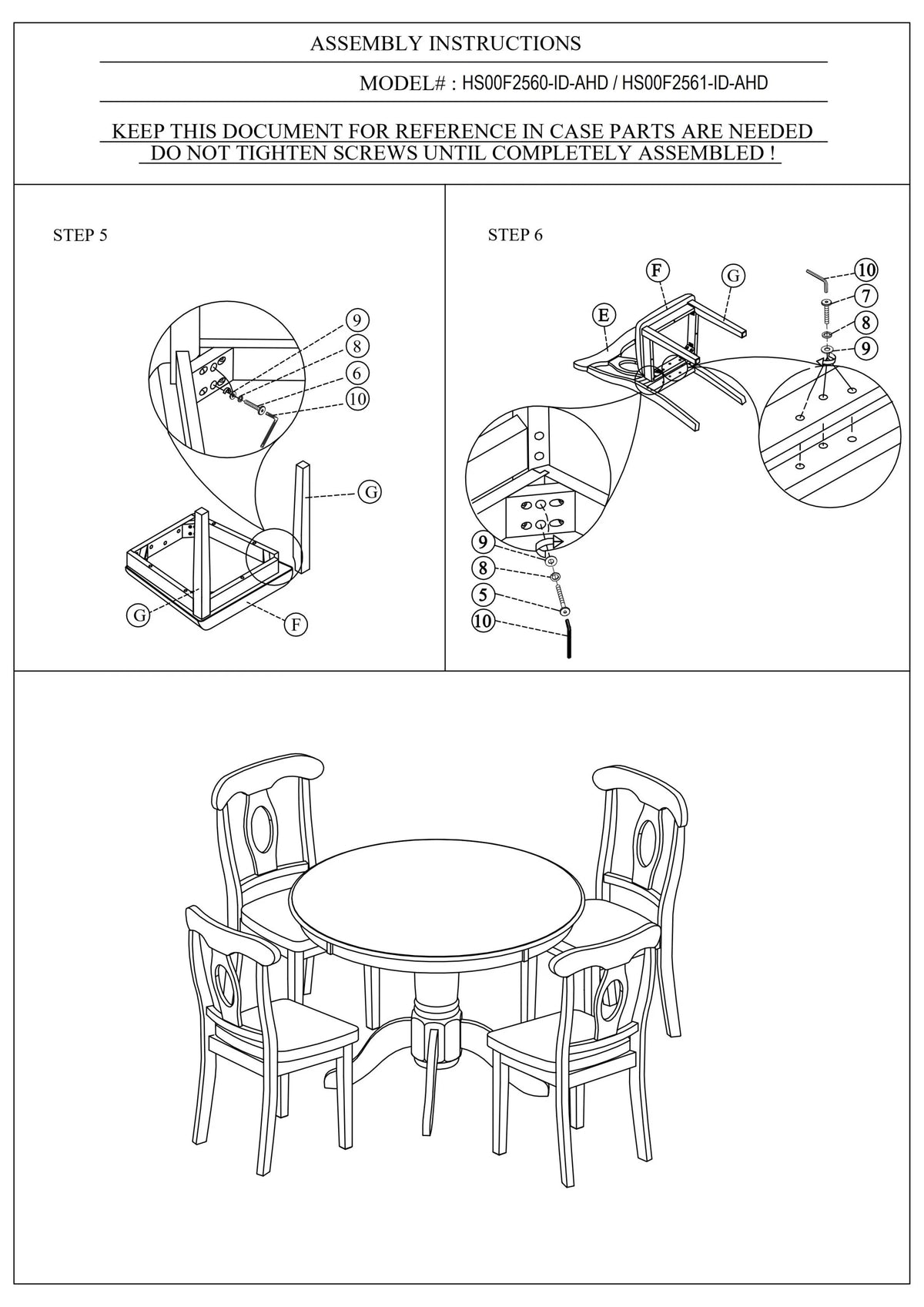 5pc Round Dining Table Set with 4 Cushion Chairs L99715