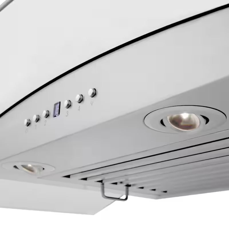 36 in. 400 CFM Ducted Wall Mount Range Hood in Stainless Steel and Glass L788988