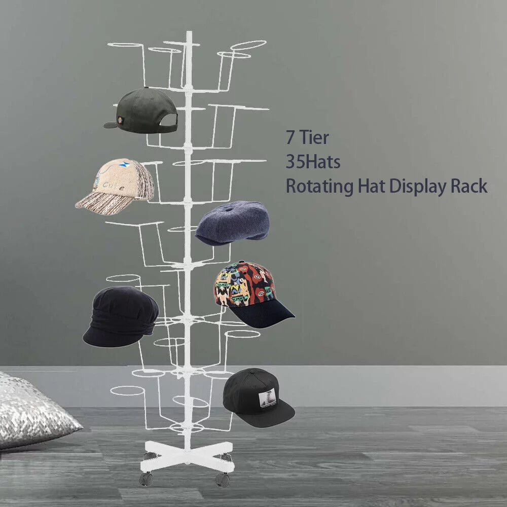 Adjustable Rotating 7 Tier Hat Display Rack X61212