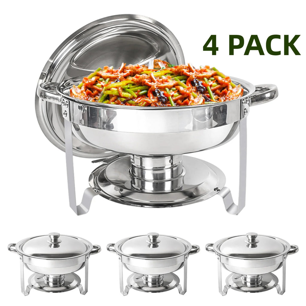 5Qt 4-Pack Stainless Steel Chafing Dish Buffet Set L588