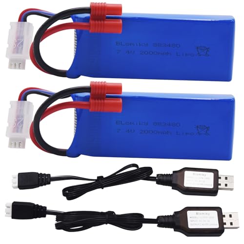 2 Pack 7.4V 2000mAh Lipo Battery and Charger Cable E169246