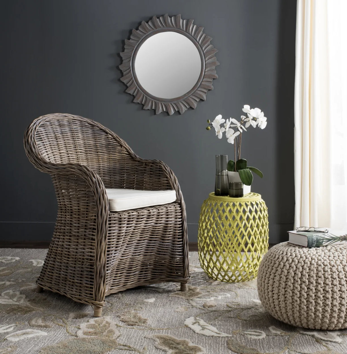 Grey Wicker Outdoor Club Chair F55850
