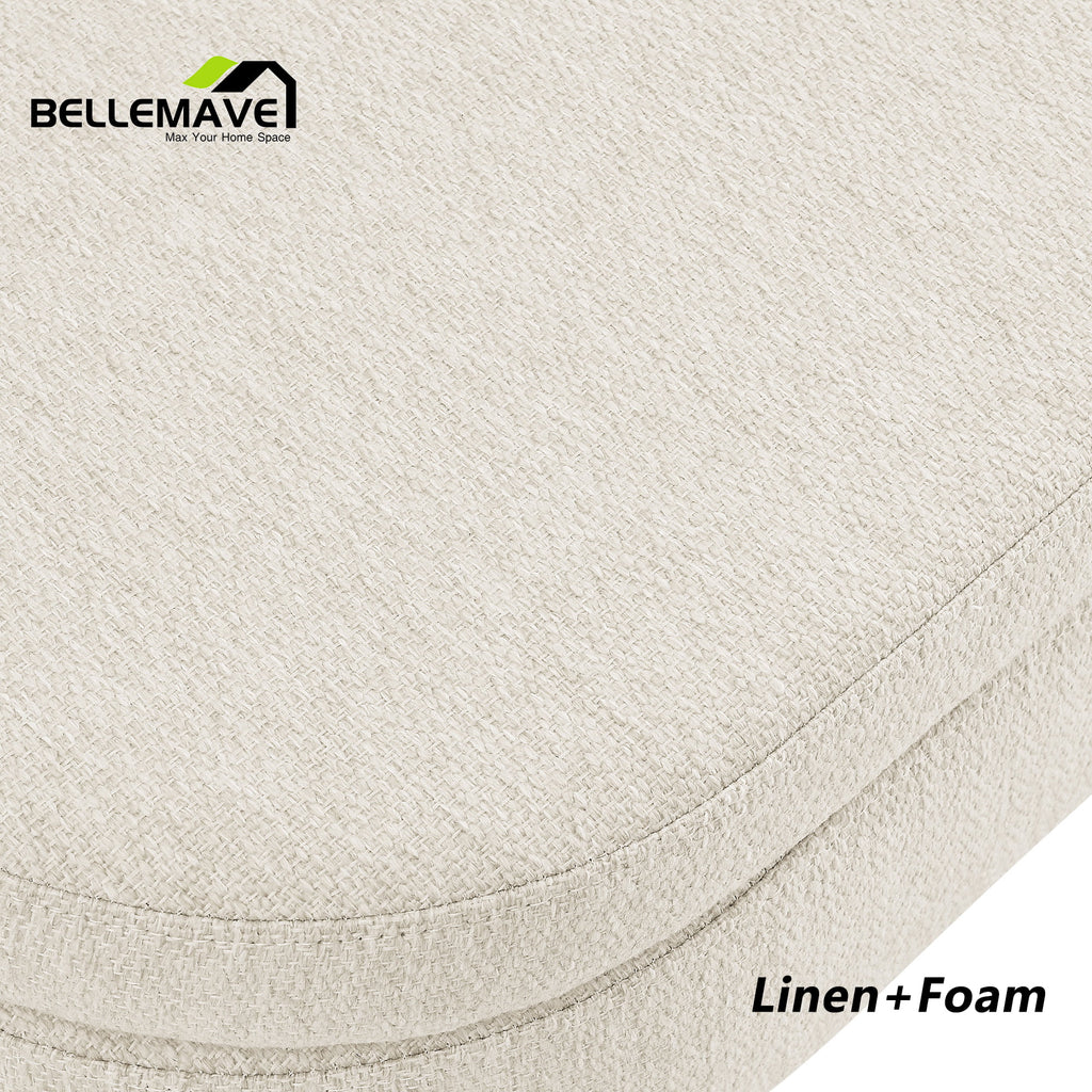 Beige Linen Upholstered Storage Ottoman C2315