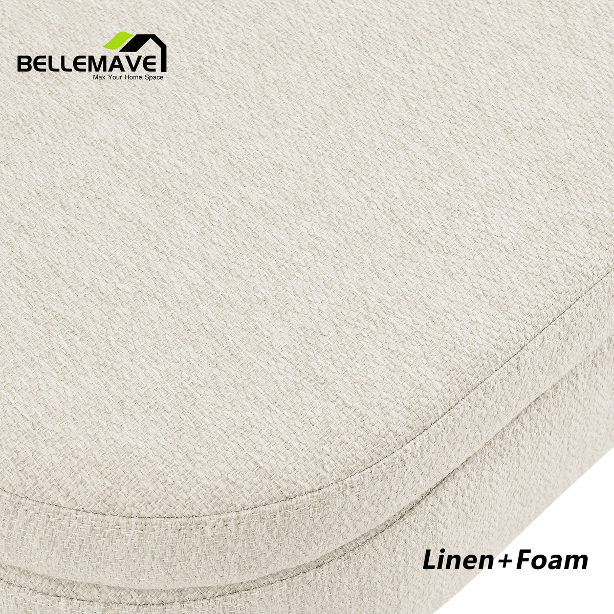 Beige Linen Upholstered Storage Ottoman C2315