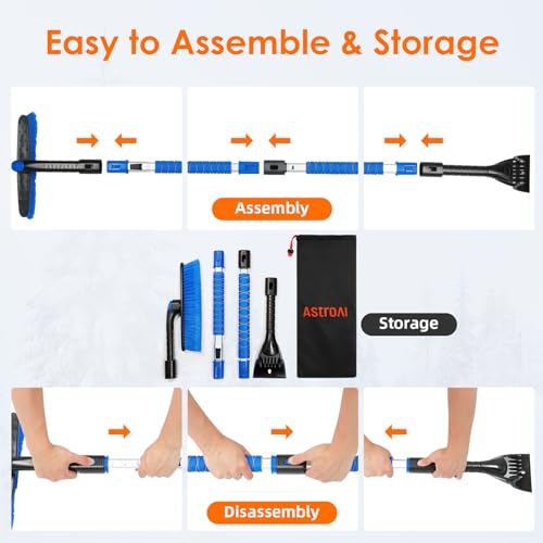 Extendable Snow Brush with Foam Grip and 360° Pivoting Brush Head D389321