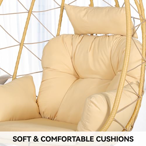 Beige Wicker Rocking Egg Chair K235626