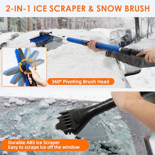 Extendable Snow Brush with Foam Grip and 360° Pivoting Brush Head D389321
