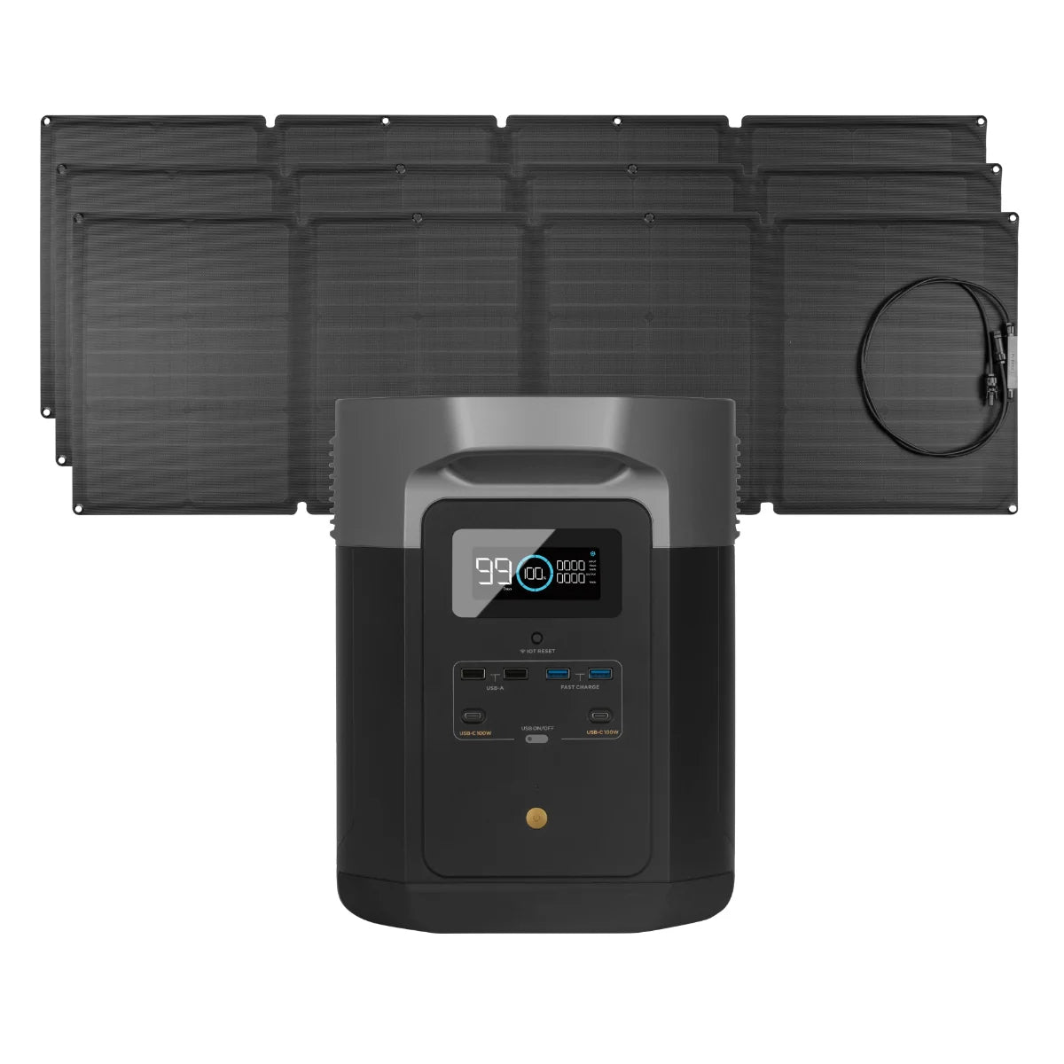Portable Power Station and 3 x Portable Solar Panel O321340