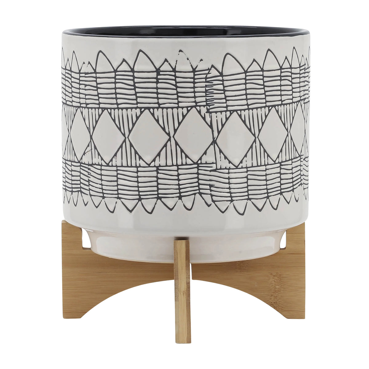 Ceramic Planter On Wooden Stand S85842