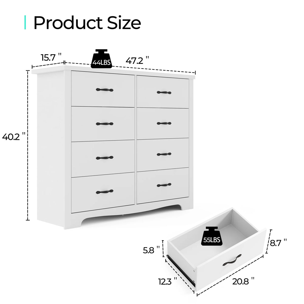 Black 6 Drawer Double Dresser Y330621
