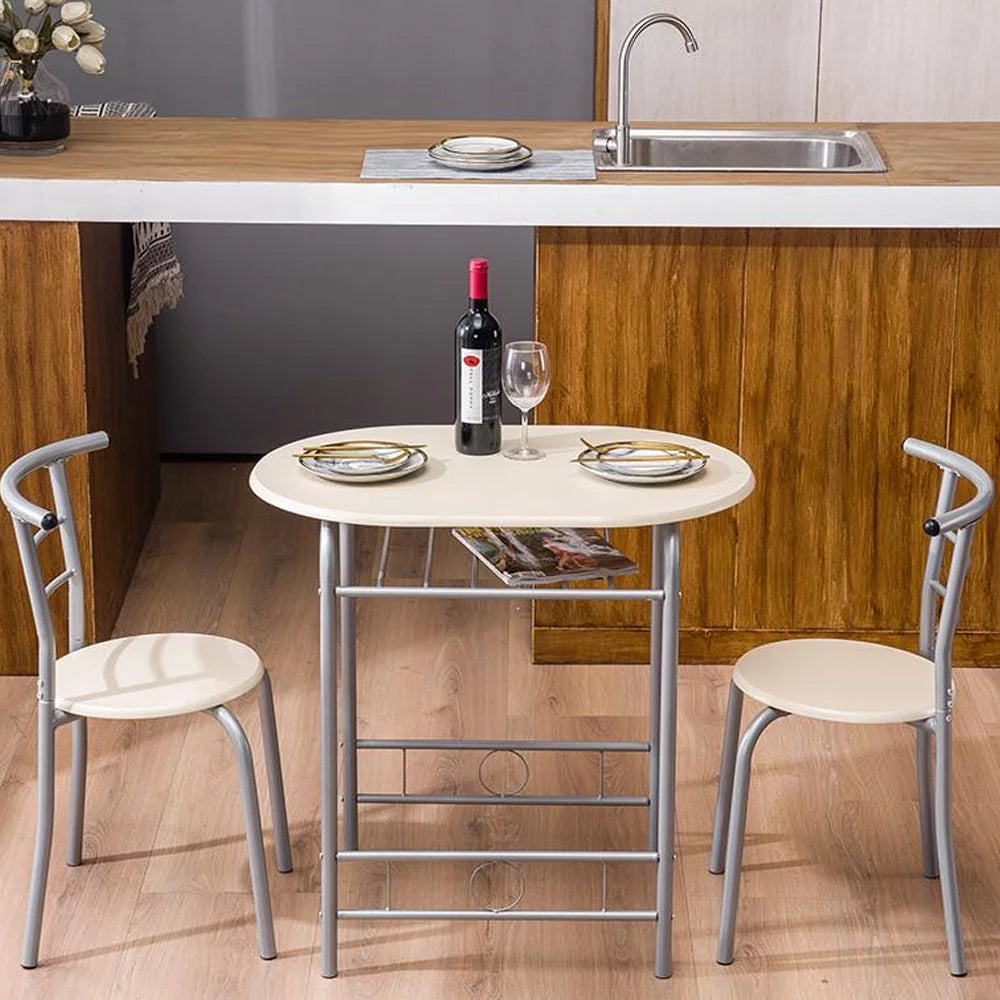 3-Piece Wooden Round Table and Chair Set G504864