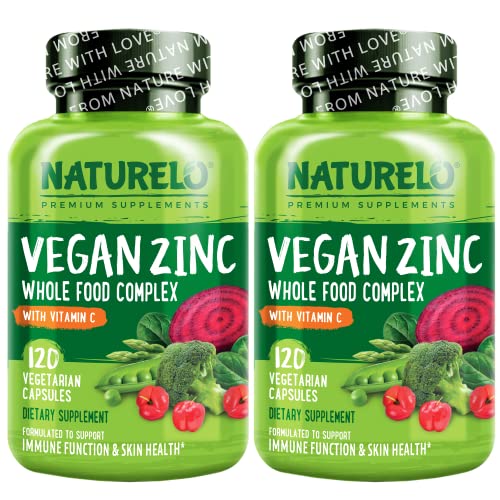 Vegan Zinc Whole Food Complex Supplement with Vitamin C, 240 Capsules Z78668