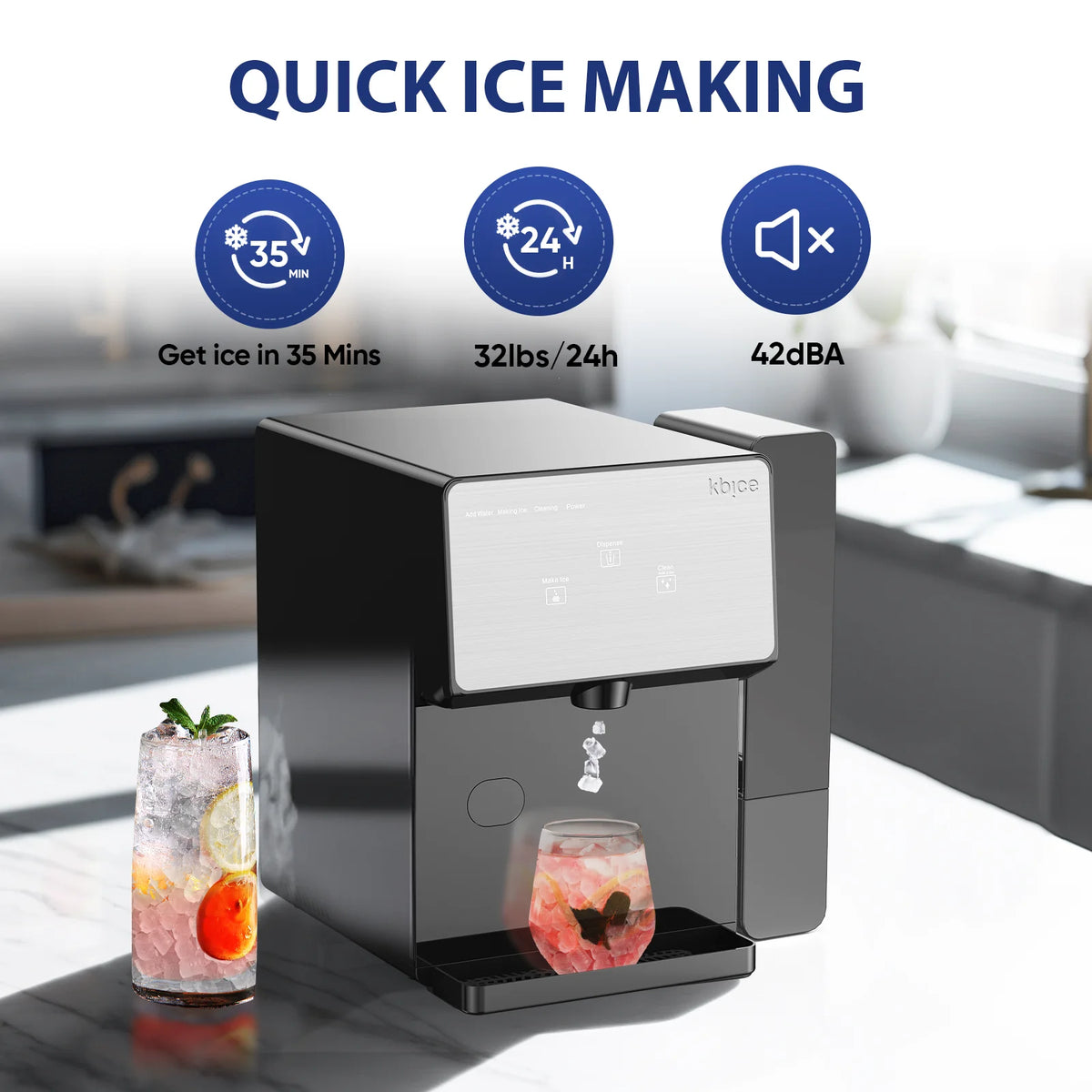 Self Dispensing Countertop Nugget Ice Maker with Water Tank B26115