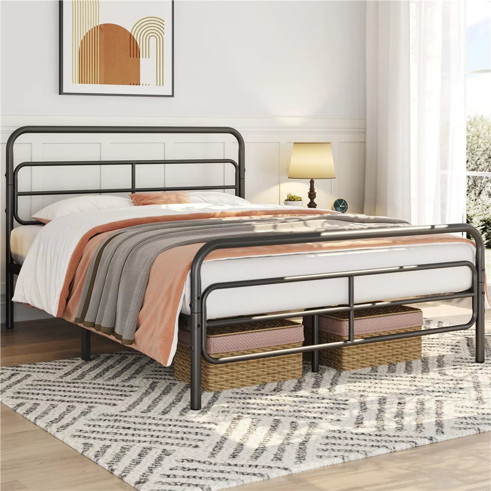 Queen Black Geometric Metal Bed J387
