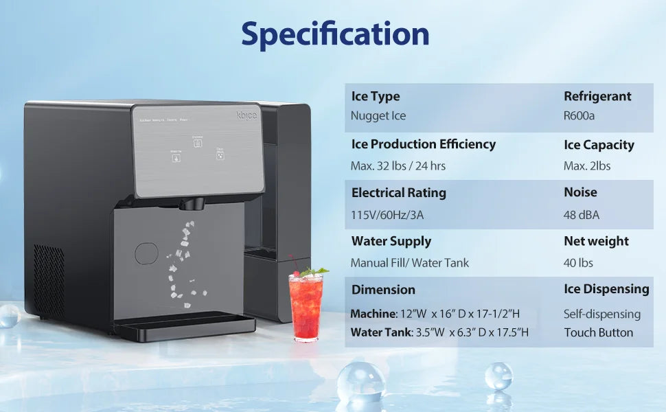 Self Dispensing Countertop Nugget Ice Maker with Water Tank B26115