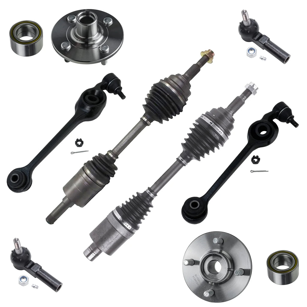 8 Pcs Wheel Hub Assemblies Lower Control Arms CV Axle Drive Shafts Outer Tie Rod Ends Kit O4143