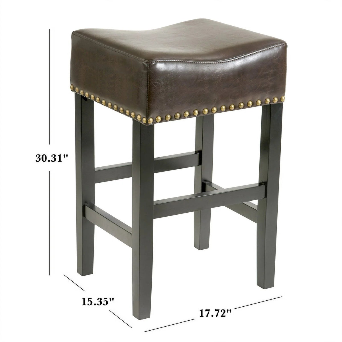 Brown Backless Leather Bar Stool Set of 2 A20914