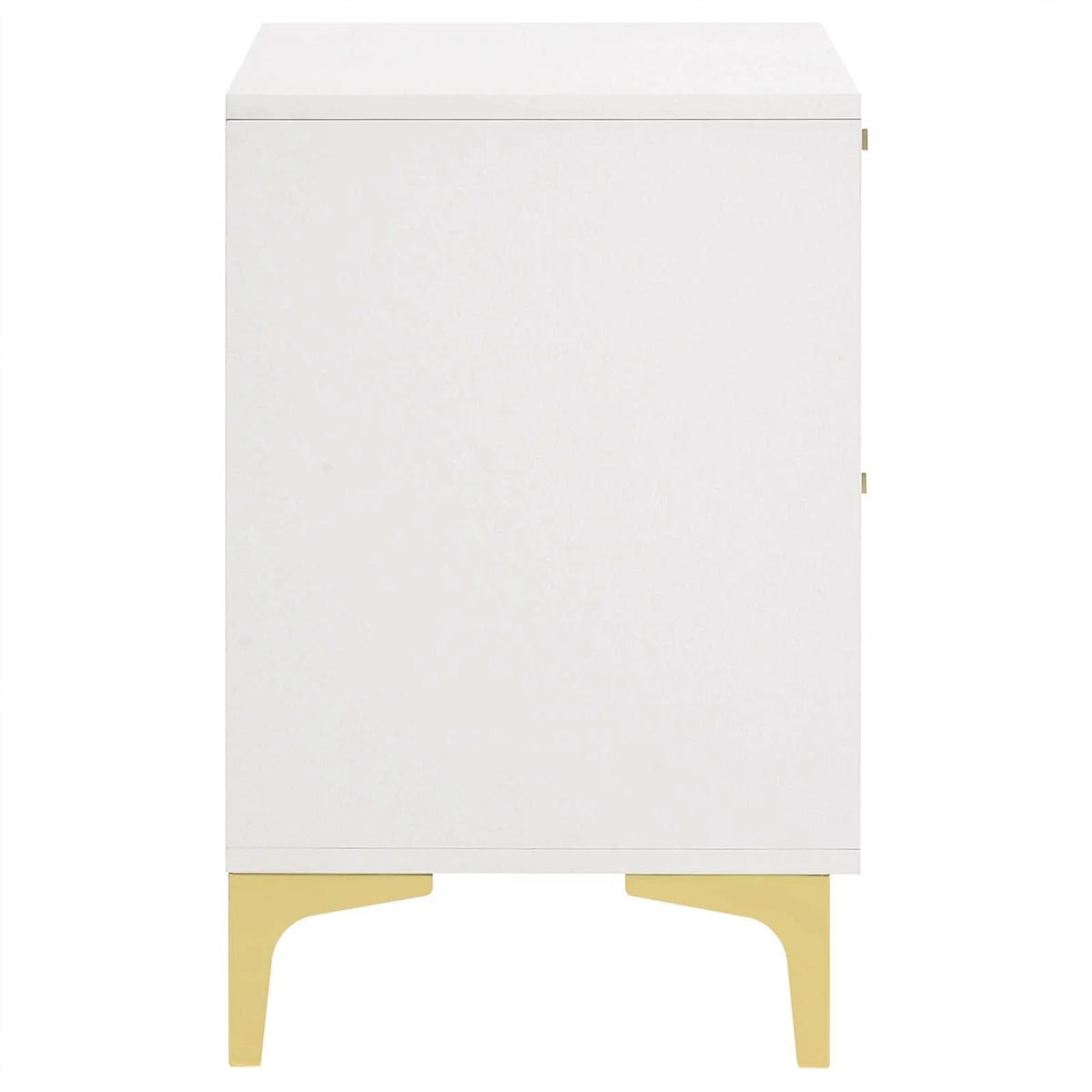 White 2-drawer Wood Nightstand with Metal Base P525936