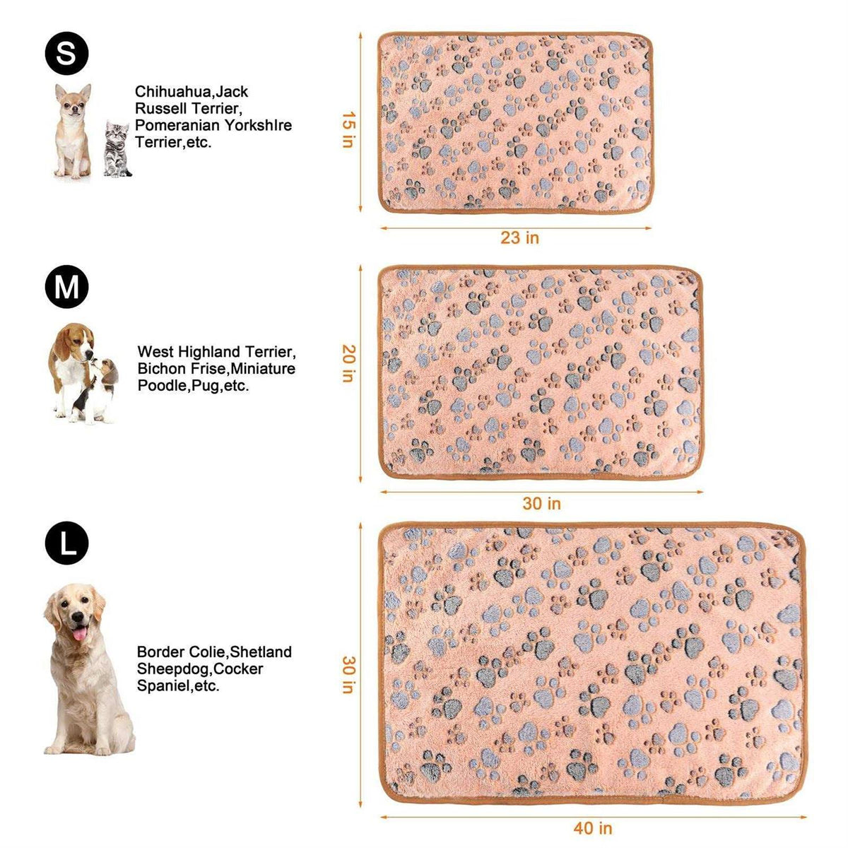 3 Pack Soft Warm Fleece Flannel Cat and Dog Blanket N1261