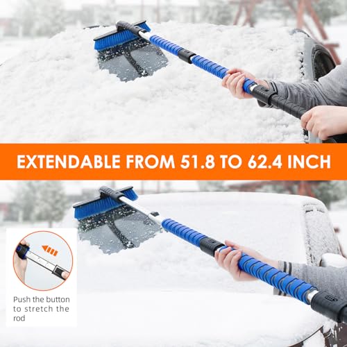 Extendable Snow Brush with Foam Grip and 360° Pivoting Brush Head D389321