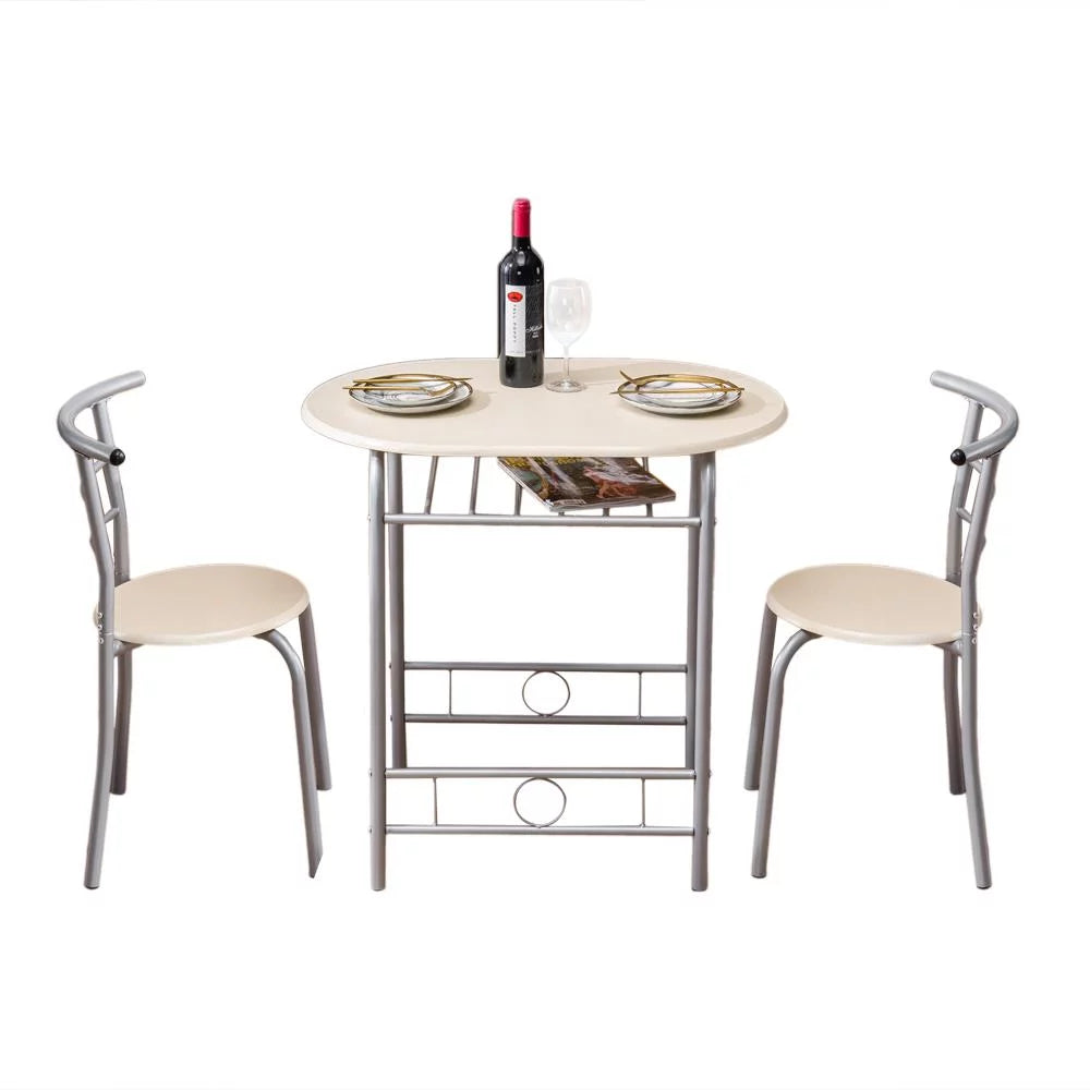 3-Piece Wooden Round Table and Chair Set G504864