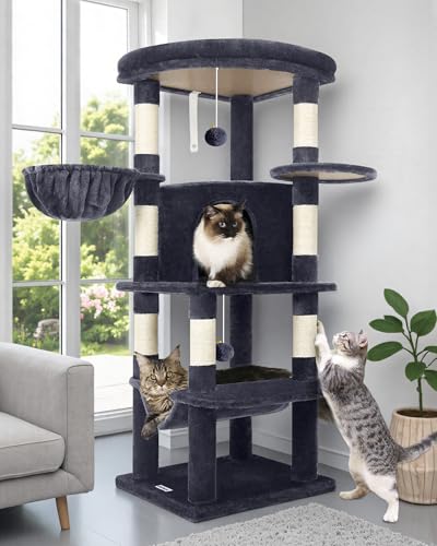 Beige 66inch Corner Cat Tree with 6 Scratching Posts F847
