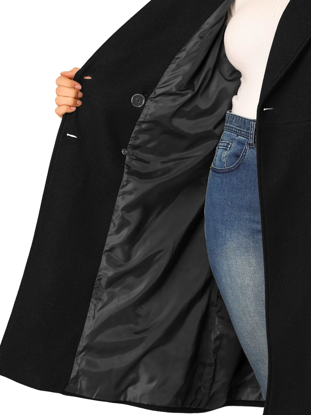 Plus Size Double Breasted Long PeaCoats K106