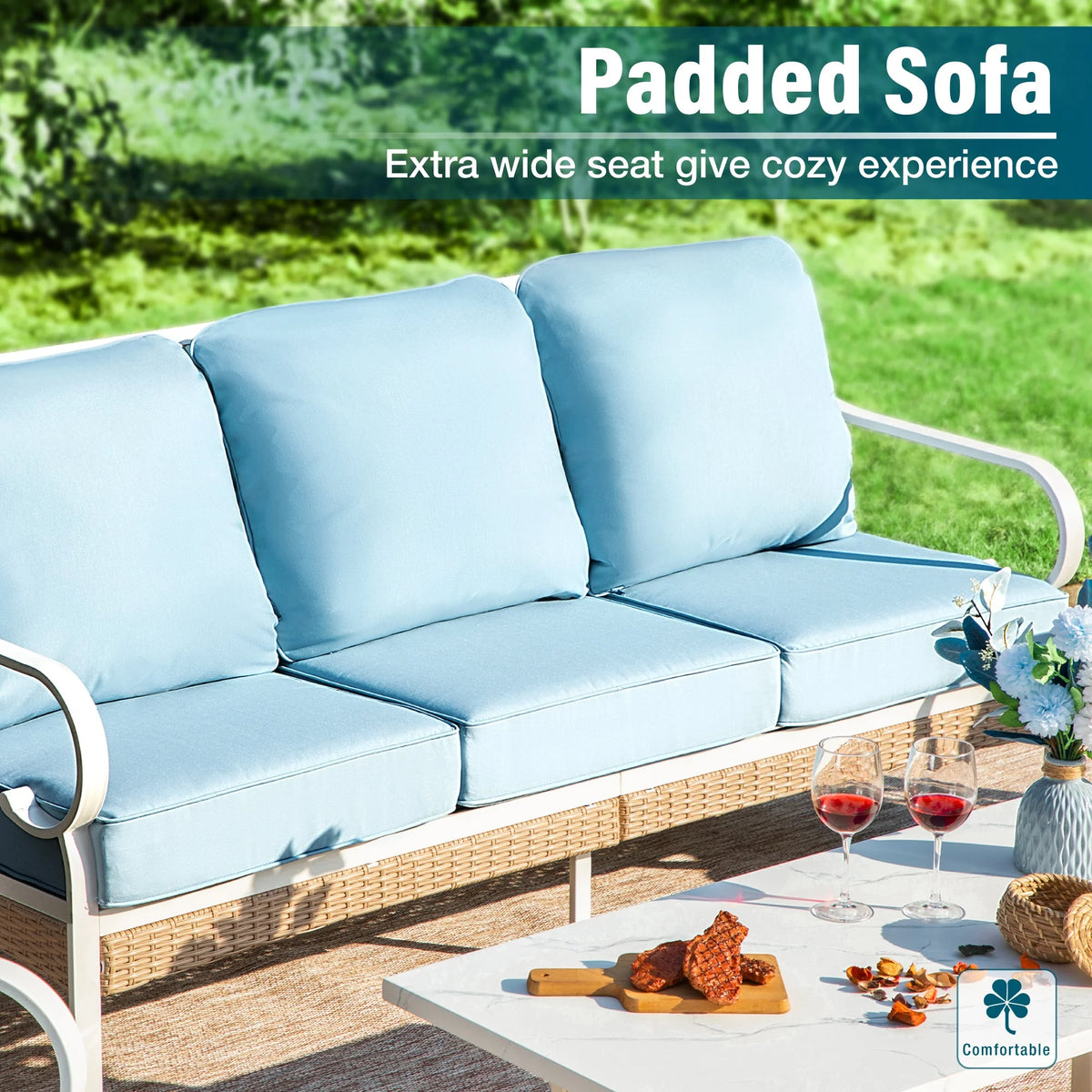 4 Piece Blue Patio Conversation Set D301965
