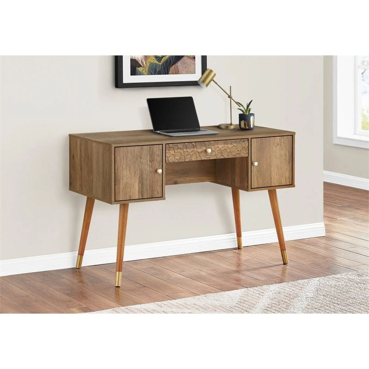 48" Mid-Century Wood Computer Desk in Walnut U57233