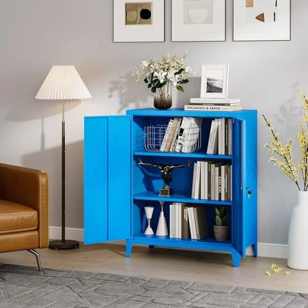 Metal Wardrobe Cabinet with Locking Doors 2 Door Steel Adjustable Shelves V760