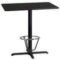 Black Laminate Rectangular Bar Height Table with Foot Ring W95152