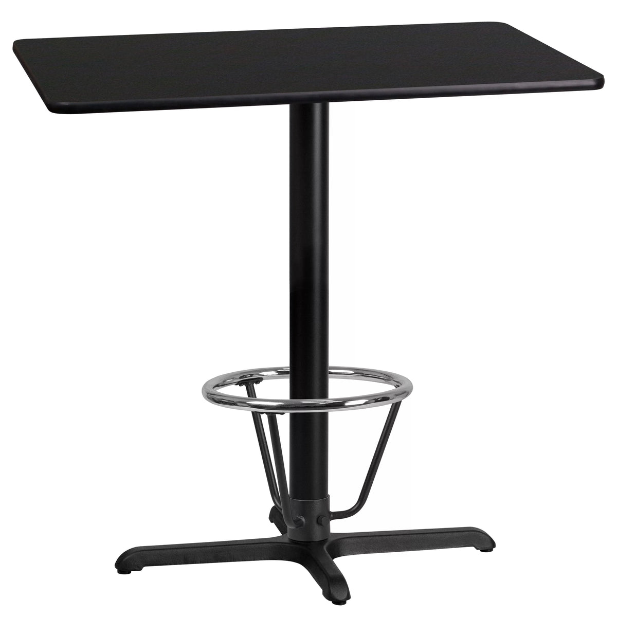 Black Laminate Rectangular Bar Height Table with Foot Ring W95152