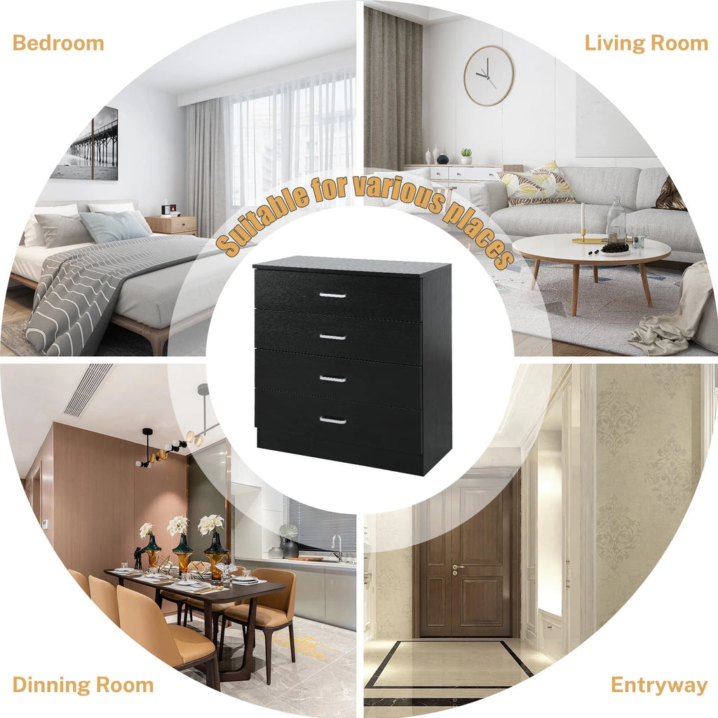 Black 4 Drawer Dresser S255