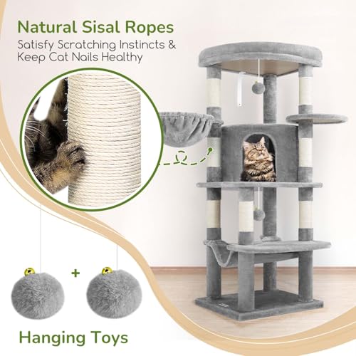 Beige 66inch Corner Cat Tree with 6 Scratching Posts F847