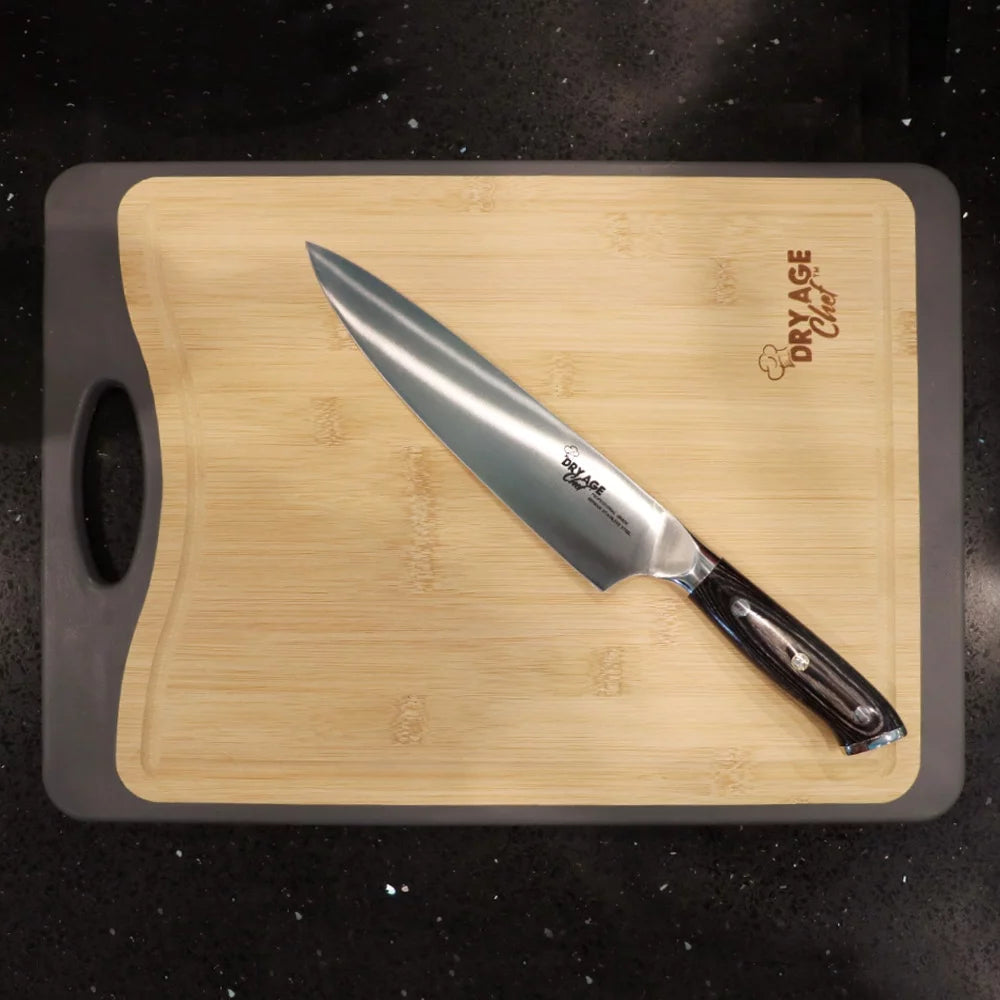 Stainless Steel Chef Butcher Knife & Cutting Board Combo Y24102