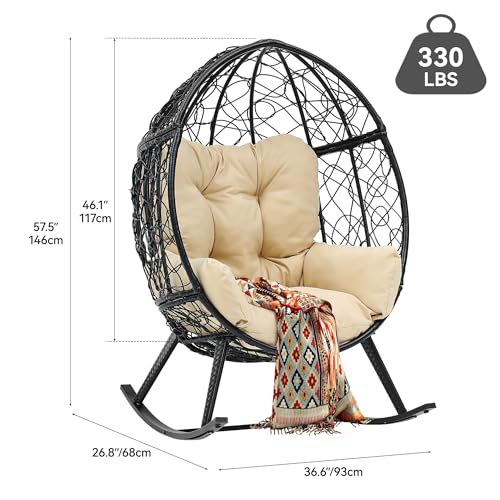 Beige Wicker Rocking Egg Chair K235626