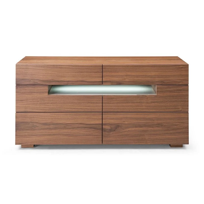 6 Drawer MDF Wood Dresser in Walnut D383128