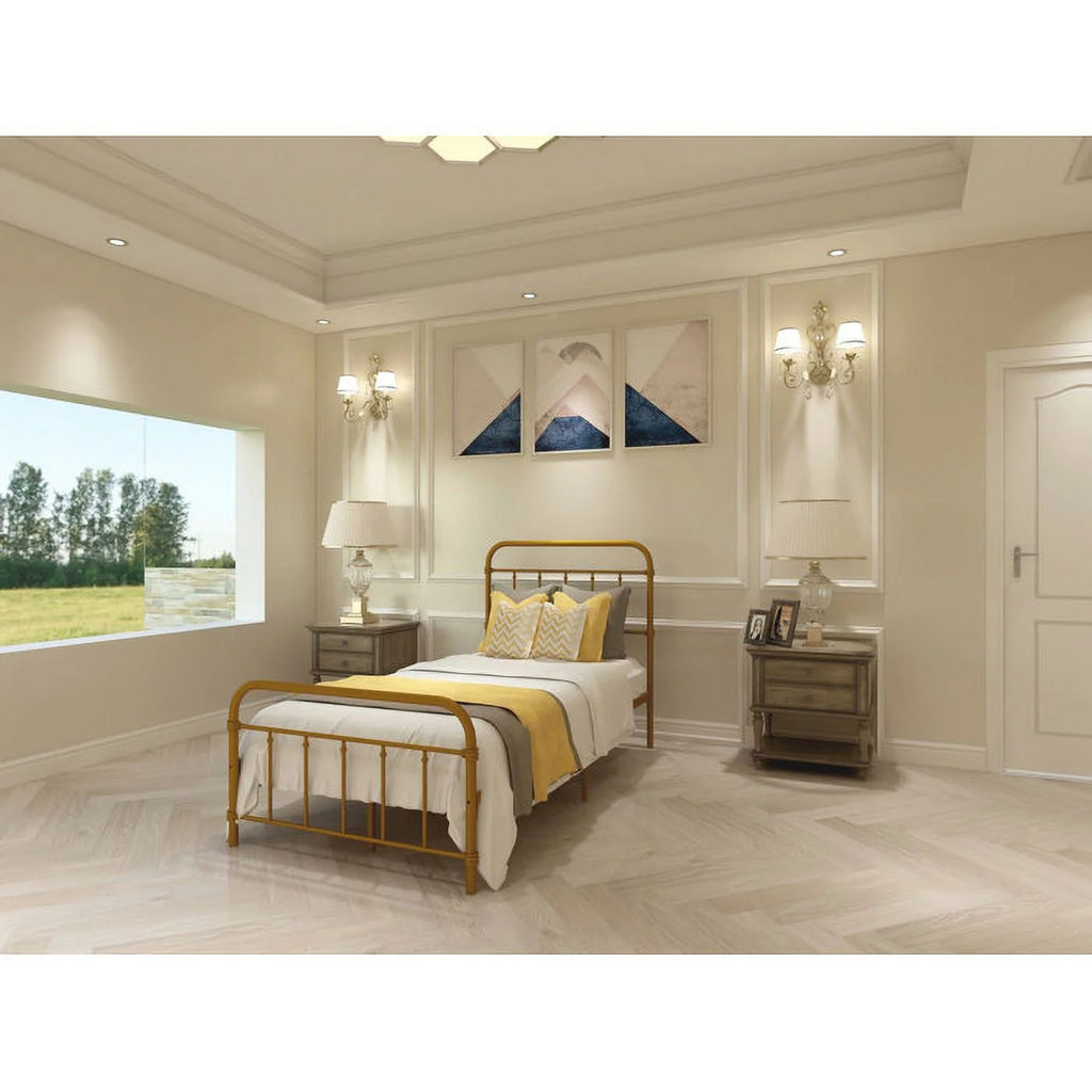 Metal Twin Bed Frame with Headboard and Footboard U4280