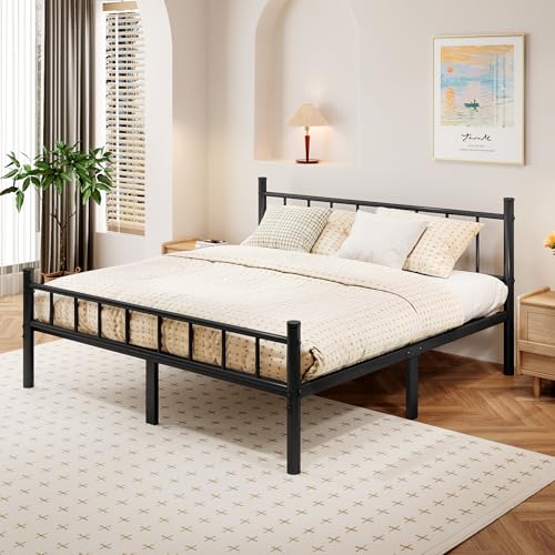 Full Size 14 Inch Metal Bed Frame with Headboard W6650