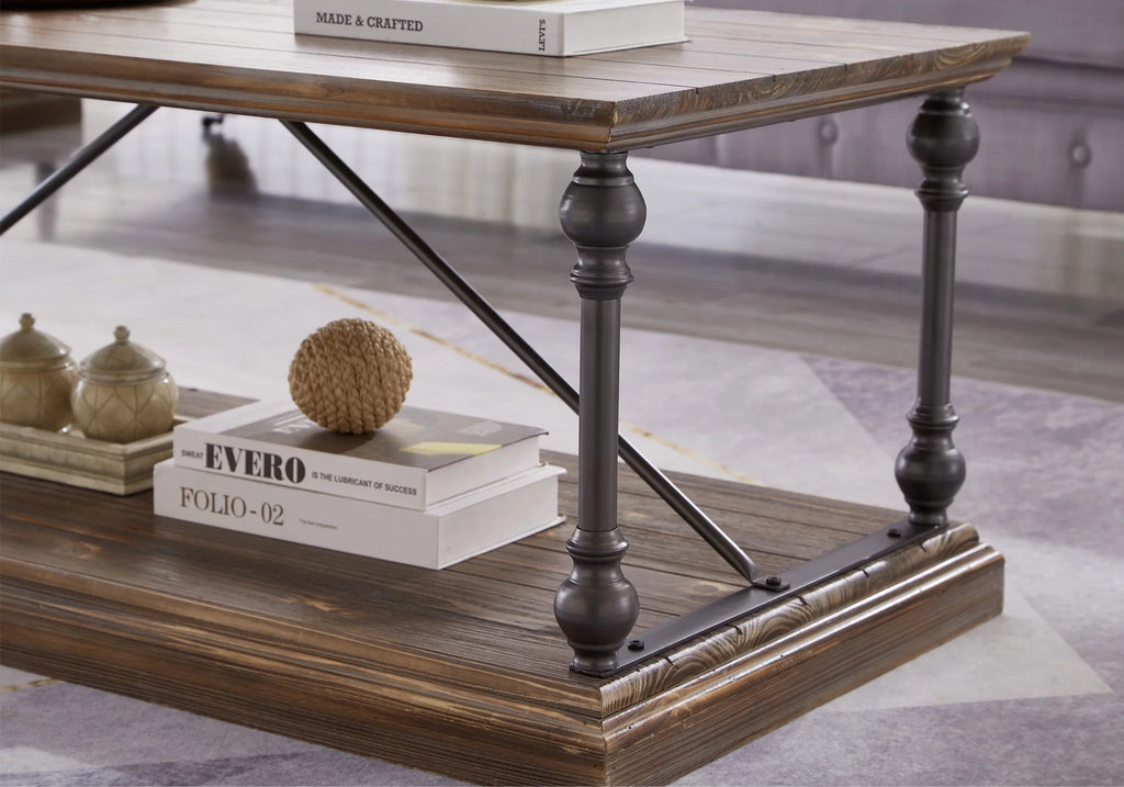 Dark Brown Coffee Table with Storage Shelf K869158