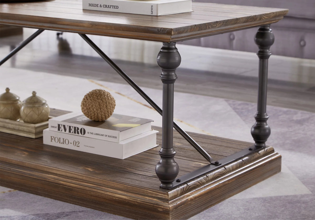 Dark Brown Coffee Table with Storage Shelf K869158