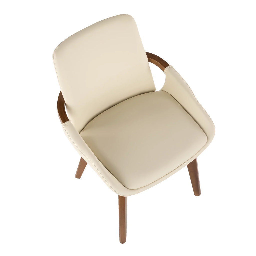 Mid-Century Chair in Walnut and Cream Faux Leather F2024
