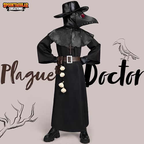 Black Plague Doctor Costume Set 10 in 1 Kids X-Large J96164