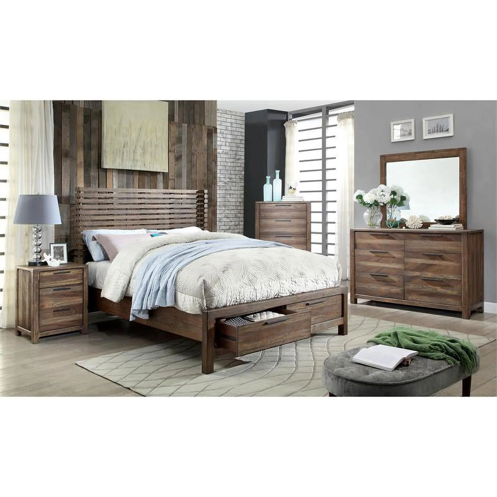 Solid Wood 6-Drawer Dresser in Rustic Natural Tone C9609