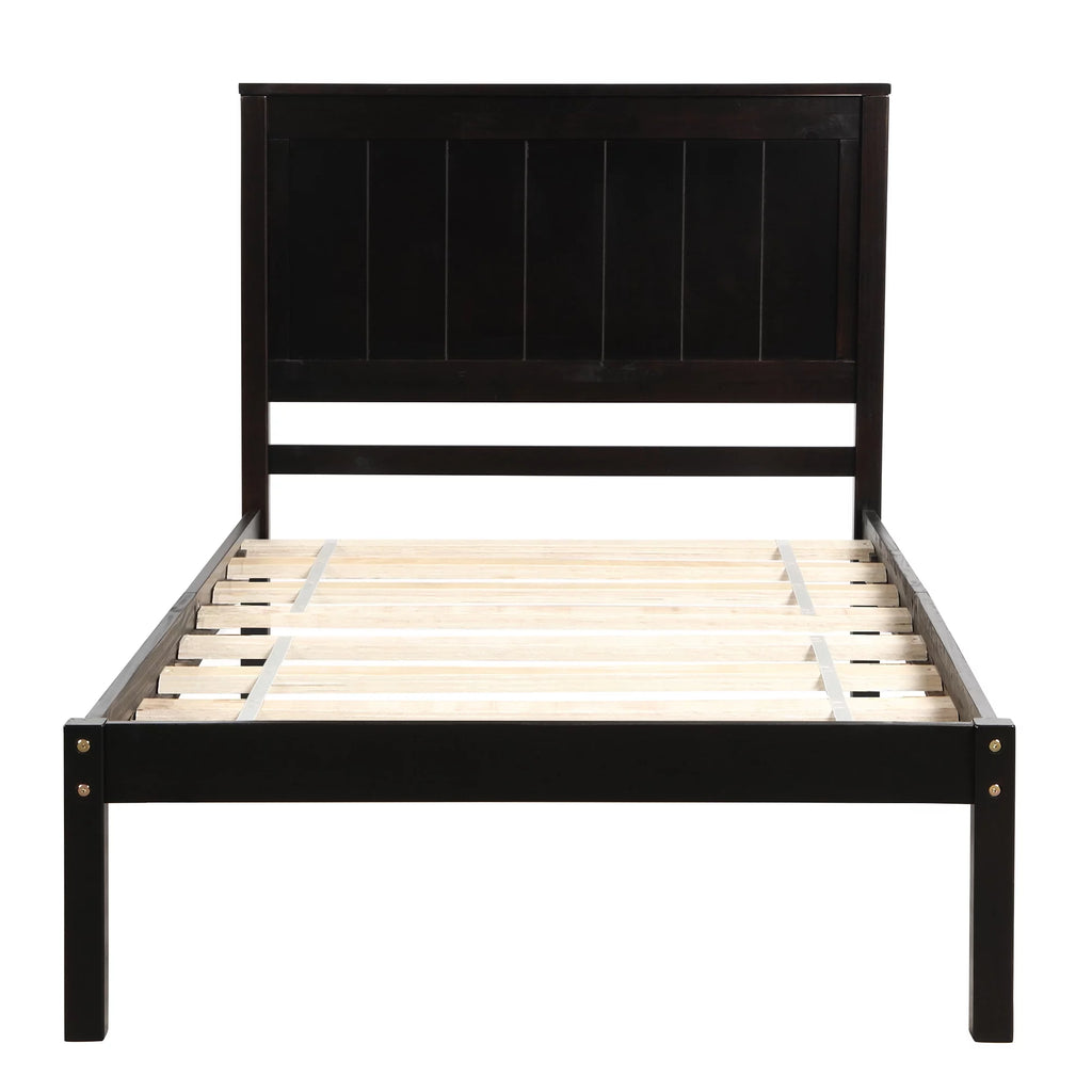 Twin Size Wood Platform Bed Frame with Headboard T58471