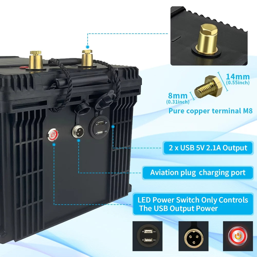 24V 100Ah LiFePO4 Battery with 100A BMS E42270