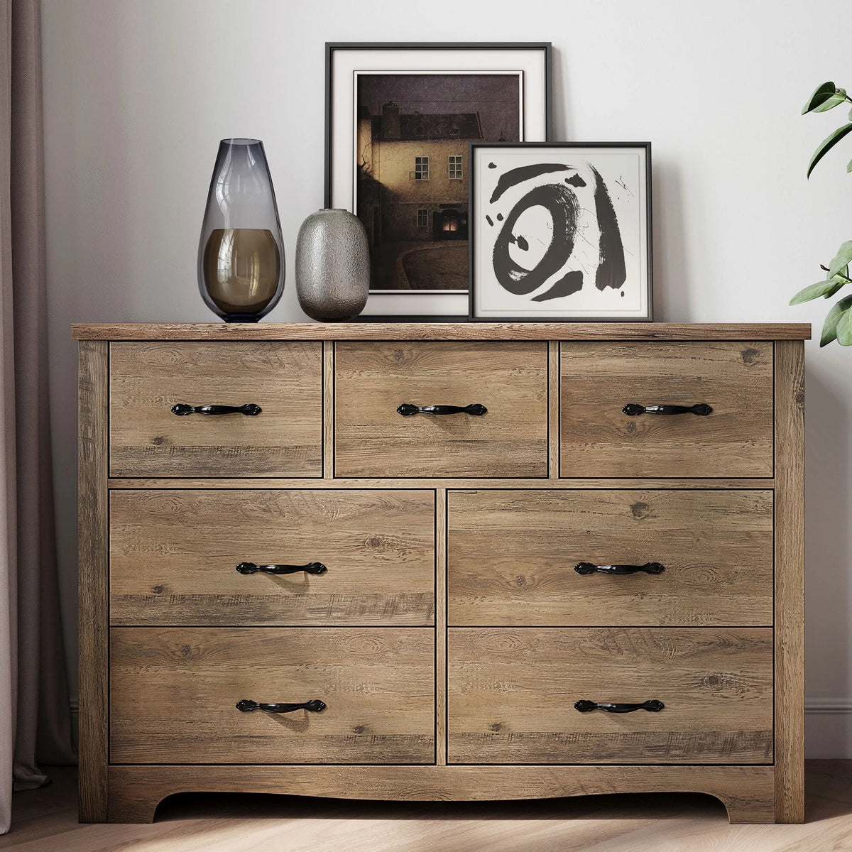 Black 6 Drawer Double Dresser Y330621