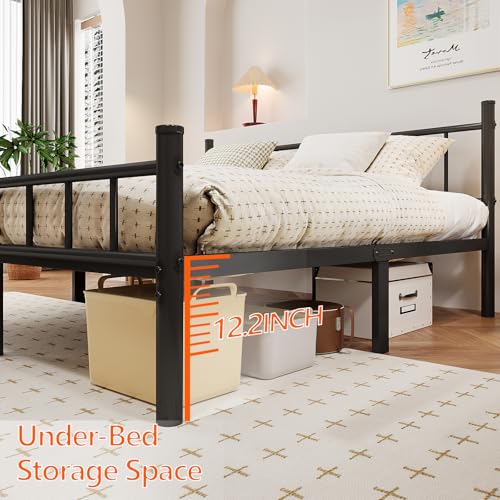 Full Size 14 Inch Metal Bed Frame with Headboard W6650