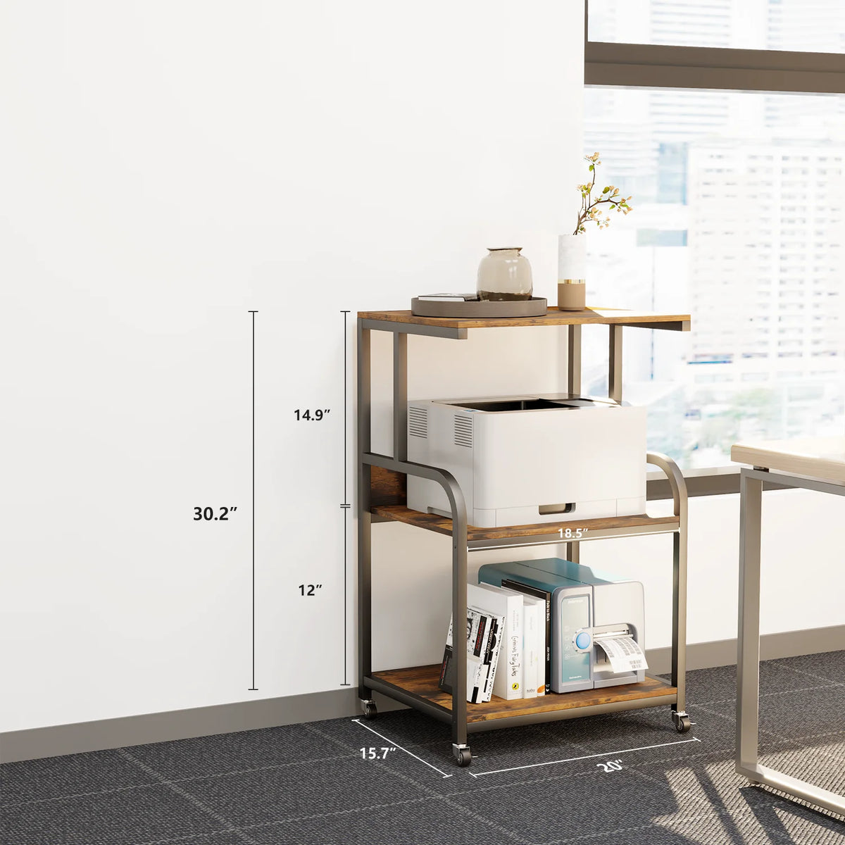 Large 3 Tier Printer Stand with Wheels Z541916